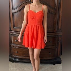 Vibrant Orange Spaghetti Strap Mini Dress